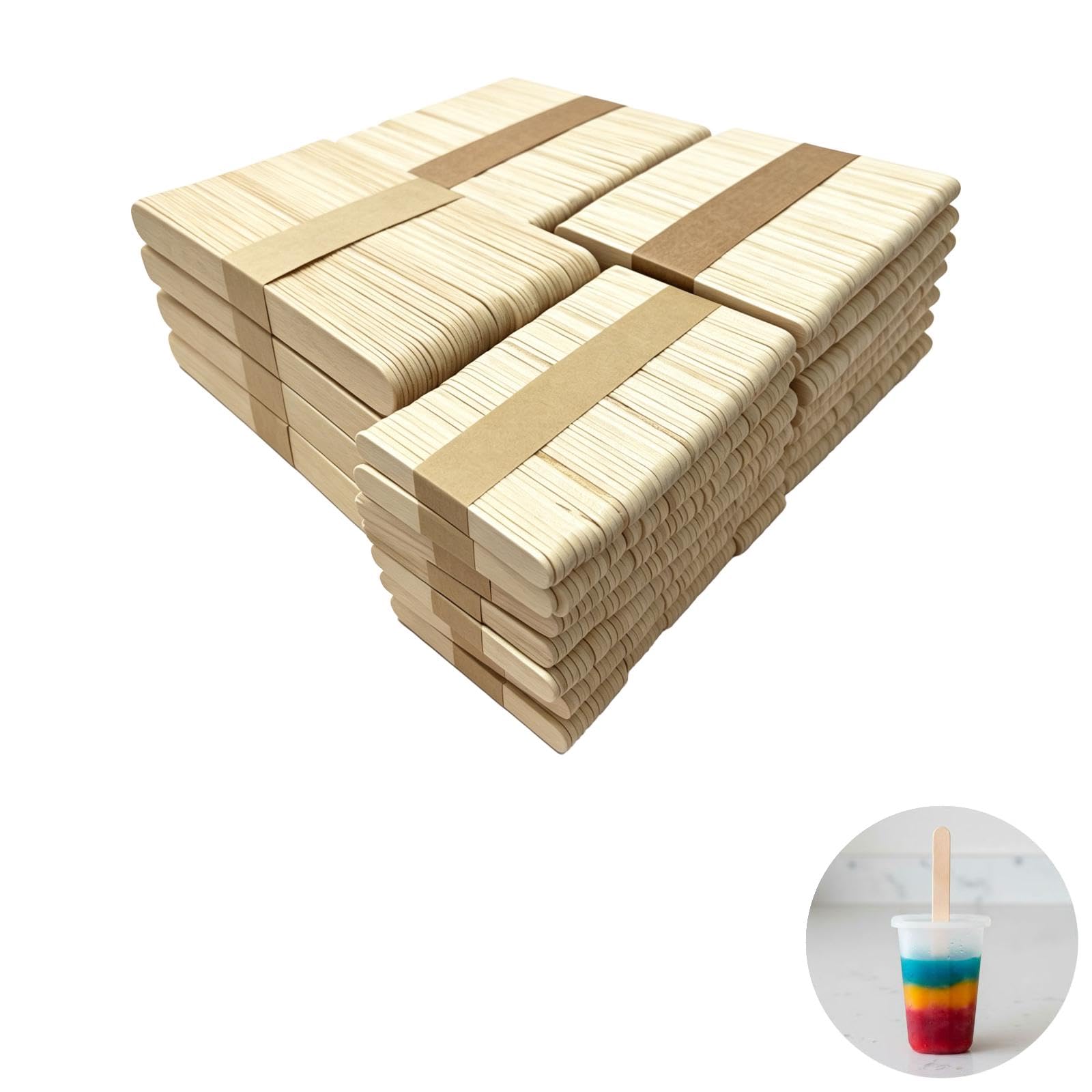 Lot de 1 500 bâtons en bois naturel, 4 tailles, bords lisses bruts, bois naturel, pour bricolage, modélisme, salle de classe et projets d'art à la maison