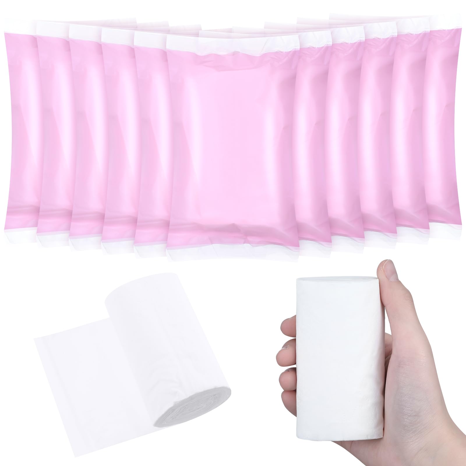 Affrolling 12 Rolls Travel Toilet Paper to Go Packs Soft Bulk, Pink