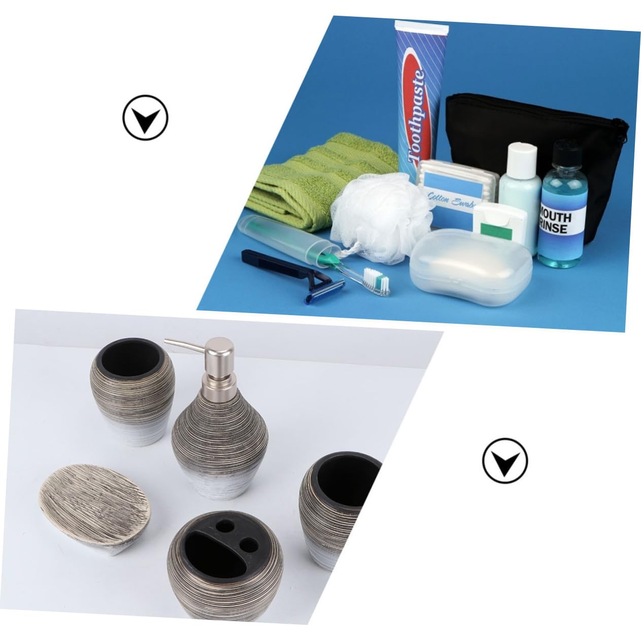 CLISPEED 5 Pezzi Set da Bagno in Ceramica Fatto a Mano Porta Sapone e Porta Spazzolino, Leggero e Resistente, per Uso in Bagno e Viaggio