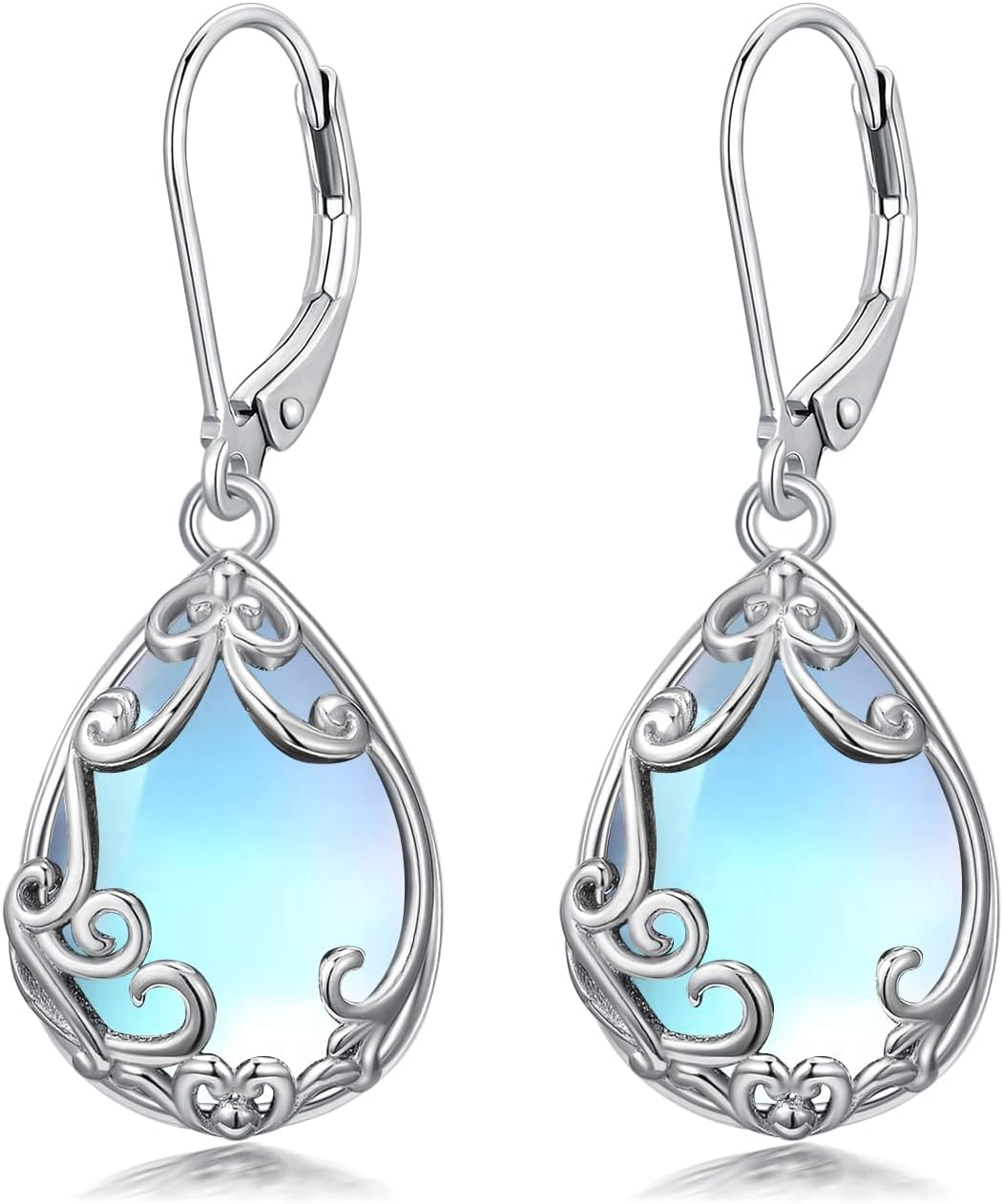 Teardrop Earrings for Women Celtic Filigree Drop Earrings Sterling Silver Leverback Jewelry Mother's Day Gifts for Women Mom
