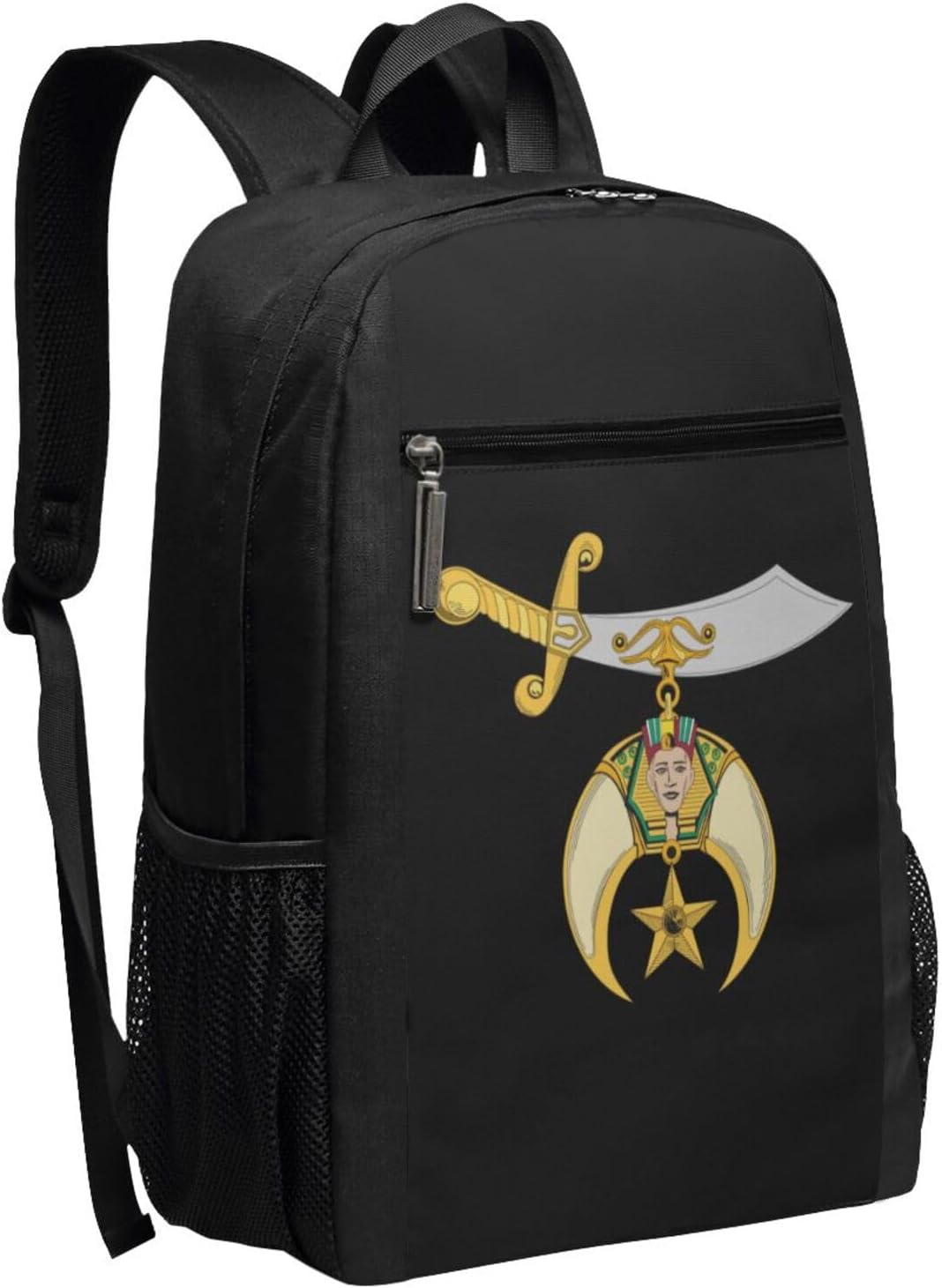Shriners Lightweight Casual Backpack Knapsack Durable Travel Sports Shoulders Backpacks 17 Inch, Black