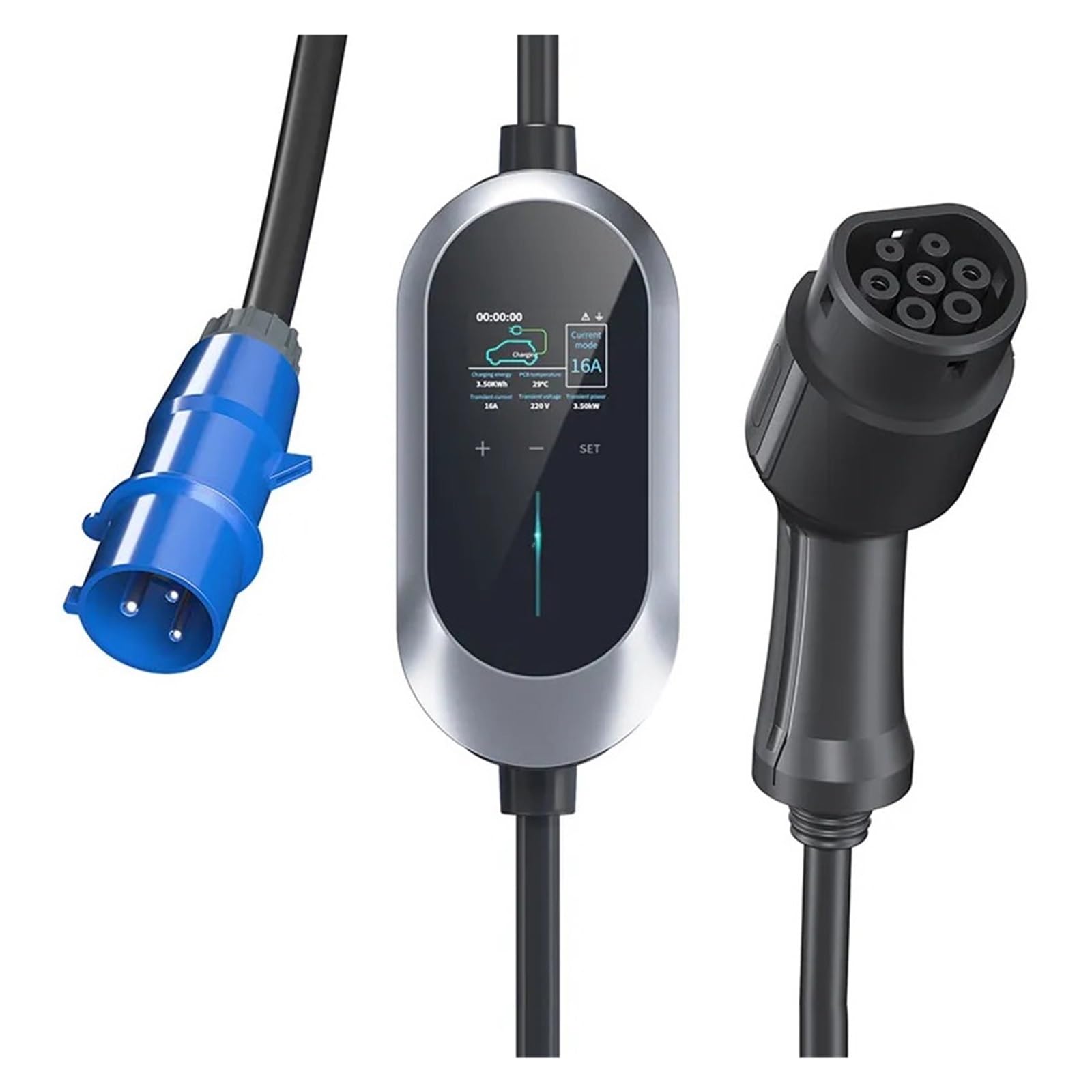 Cargador EV 16A 32A 5M Cable Tipo 2 Estación De Carga For Coche Eléctrico AC Alta Velocidad Rápida Recarga Segura(7.6KW 32A 1 Phase)