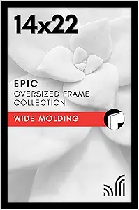 Americanflat 14x22 Picture Frame with Polished Plexiglass - Black Picture Frame - Wide Photo Frames Made of Engineered Wood for Vertical or Horizontal Wall Display - Epic Collection - Black