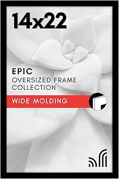 Americanflat 14x22 Picture Frame with Polished Plexiglass - Black Picture Frame - Wide Photo Frames Made of Engineered Wood for Vertical or Horizontal Wall Display - Epic Collection - Black