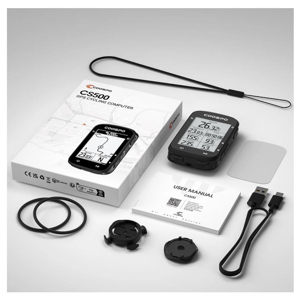 COOSPO REALROAD CS500 GPS Komputer rowerowy z nawigacją, 45 godzin pracy na baterii z 2,5-calowym ekranem LCD z podświetleniem, IPX7, BLE5.0 i Ant+