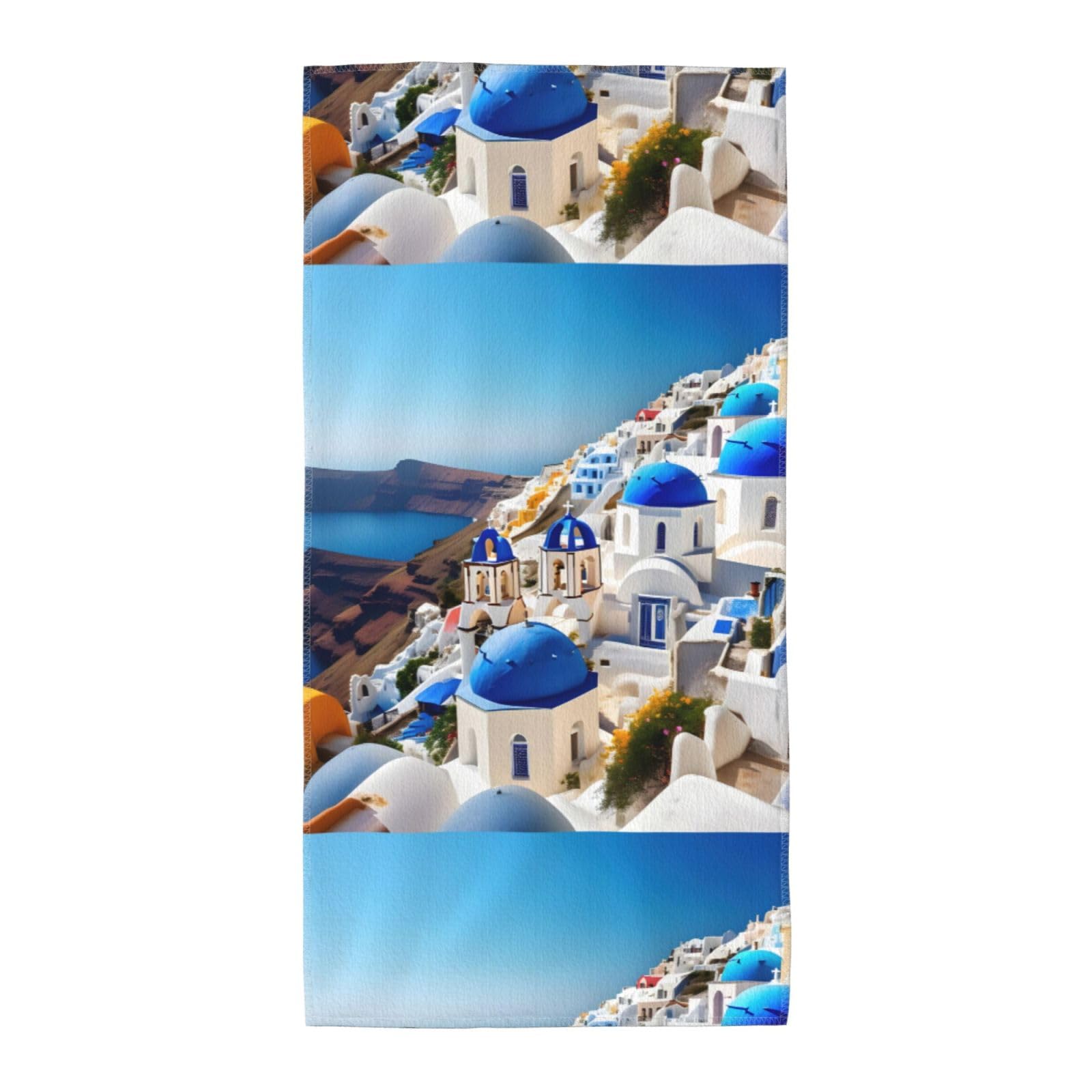 Cbaaghh Santorini Greek Island Sea View Print Towel, Towels Thick Face Towels Fast Drying Washcloth For Bath, Spa, Gym