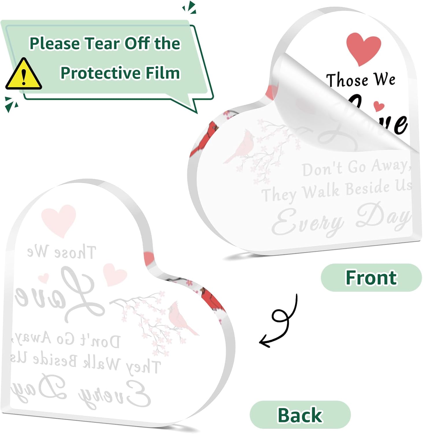 Memorial Gifts Plaque Sympathy Gifts for Loss of Loved Mom Dad Grandparents In Memory of Family Friends Acrylic Heart Keepsake Bereavement Condolences Grieving Present for Remembrance Table Decor - Image 3