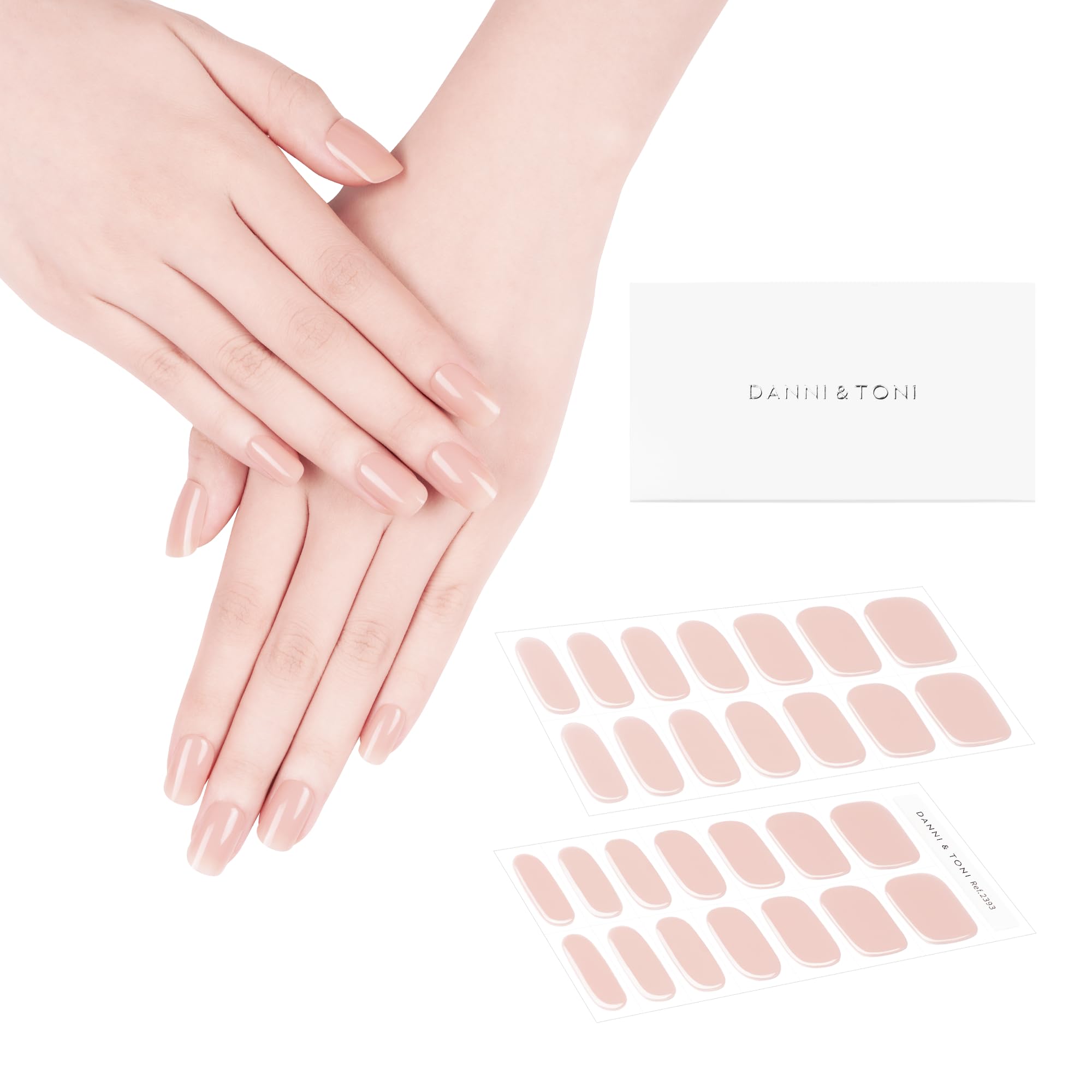 DANNI & TONISemi Cured Gel Nail Strips Skin Tone (Tint Nude) Natural Gel Nail Stickers Glossy Nail Polish Wraps 28 Stickers