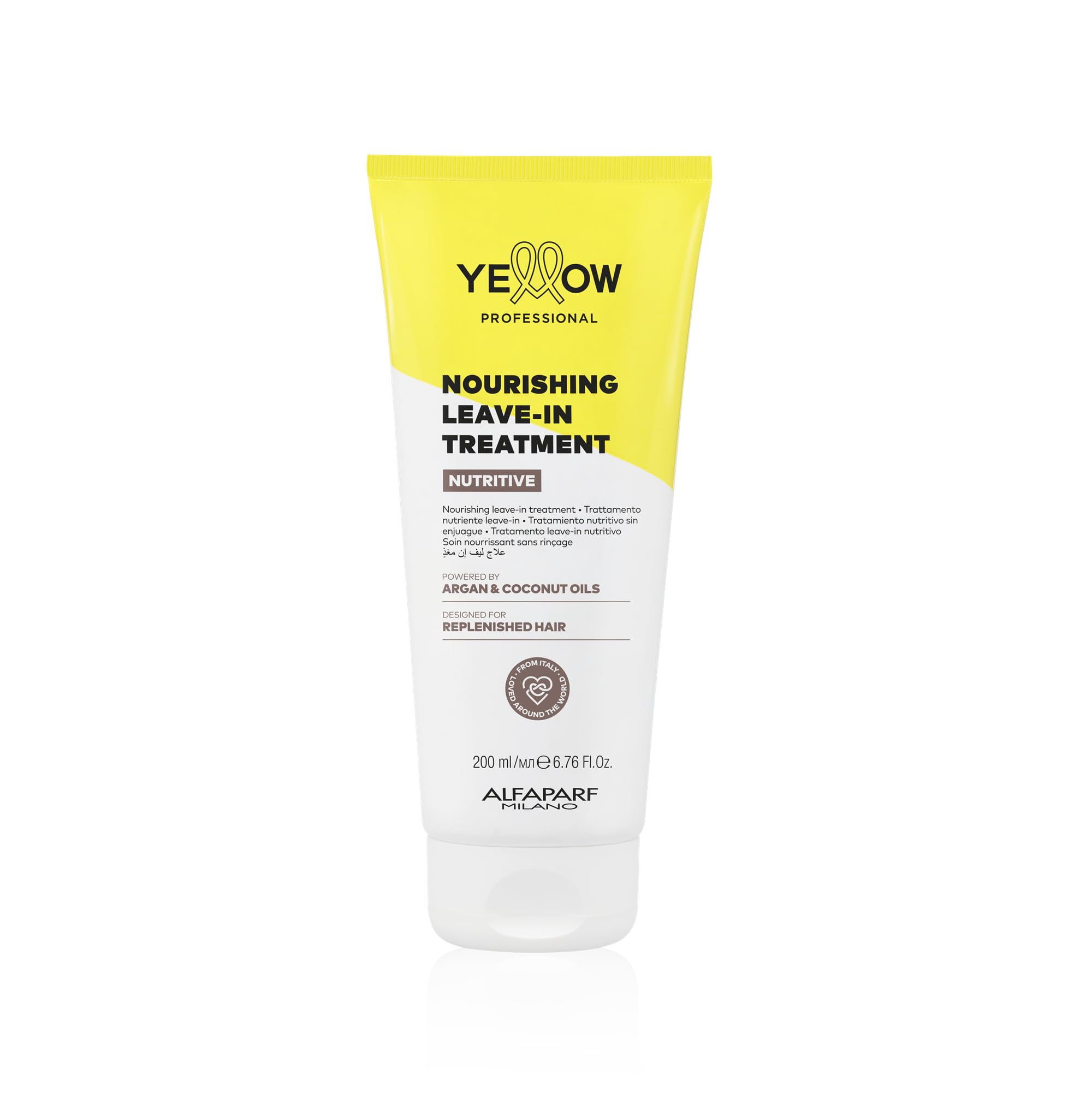 Alfaparf Milano Yellow Professional Nutritive Nourishing Leave-In Treatment for Dry Hair - Powered by Argan & Coconut Oils - Designed for Replenished Hair (6.76 fl oz / 200ml)