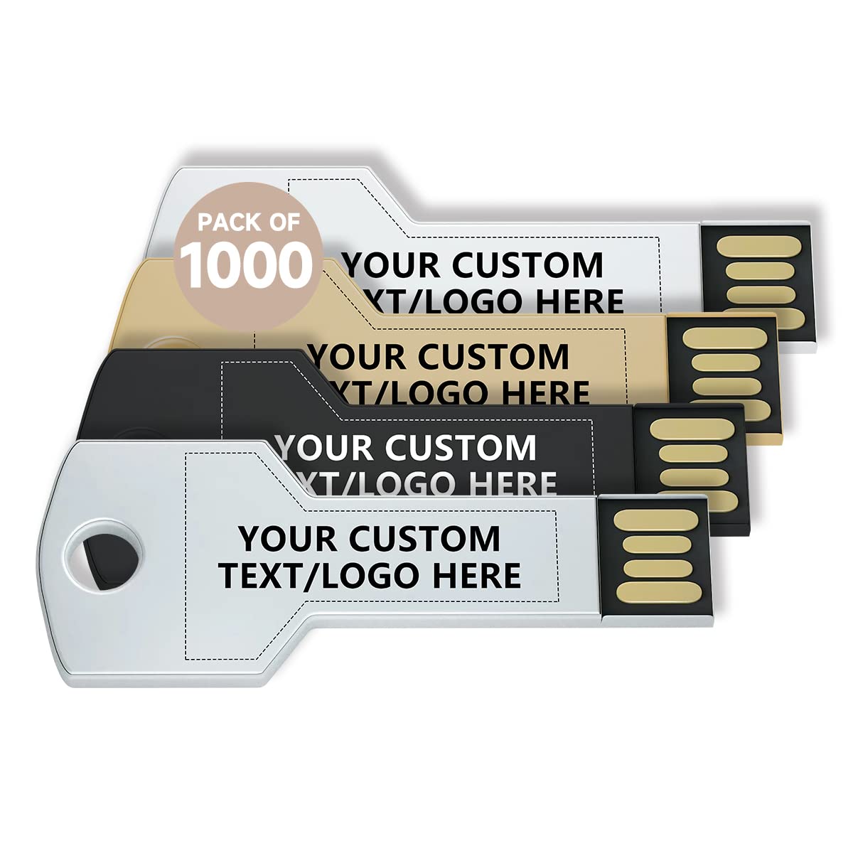 USB Stick Schlüssel Personalisiert 1000 Stück mit Logo Bedrucken oder Gravieren - als Firmengeschenk und Werbegeschenk - 4GB
