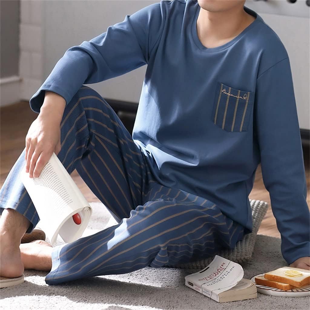 Pajamas men's cotton long-sleeved loungewear autumn and winter four seasons plus size suit