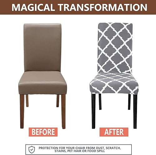 Miniatura 3 de Ryoizen Juego de 6 fundas para sillas de comedor, de elastano, lavables, protectores de asiento extraíbles para sillas Parson, cocina decorativa (6