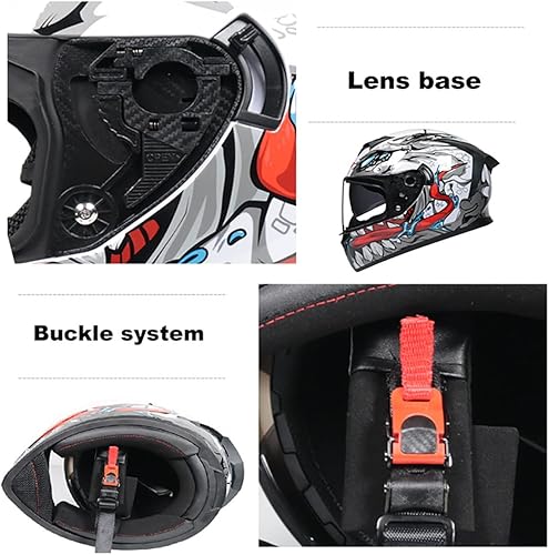 Miniatura 6 de Cascos de motocicleta de cara completa, casco de motocicleta aprobado por ECEDOT con viseras dobles, casco de motocicleta de cara completa para