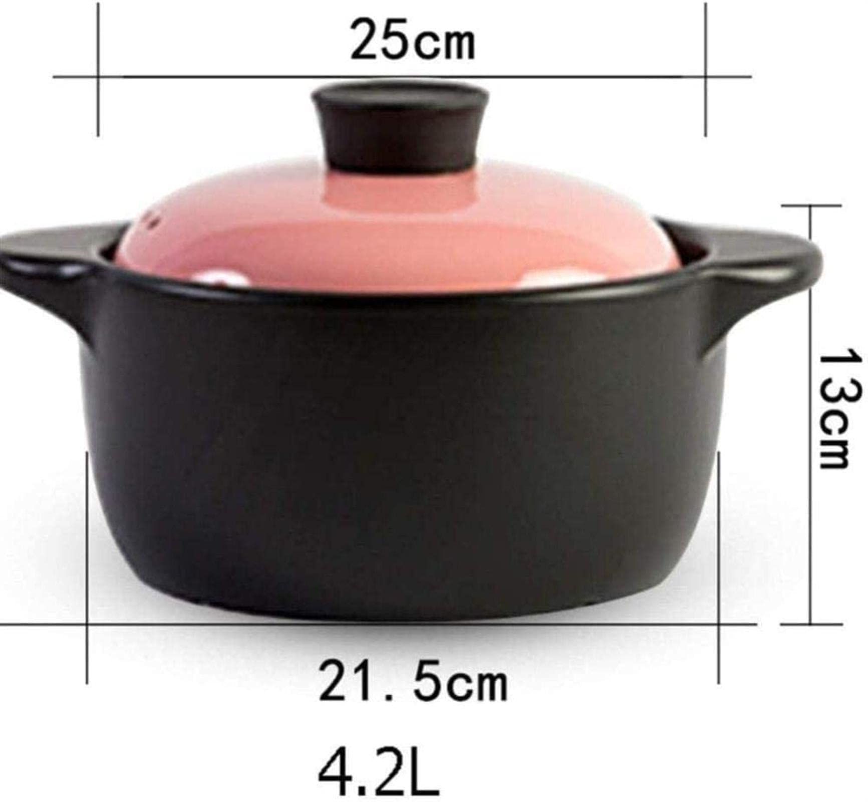 Cacerola de Barro, cazuela con Tapa, Olla de Terracota - cocida a Alta Temperatura, Apta para lavavajillas - Rosa - Capacidad de 4,2 litros,Pink-Capacity 4.2L
