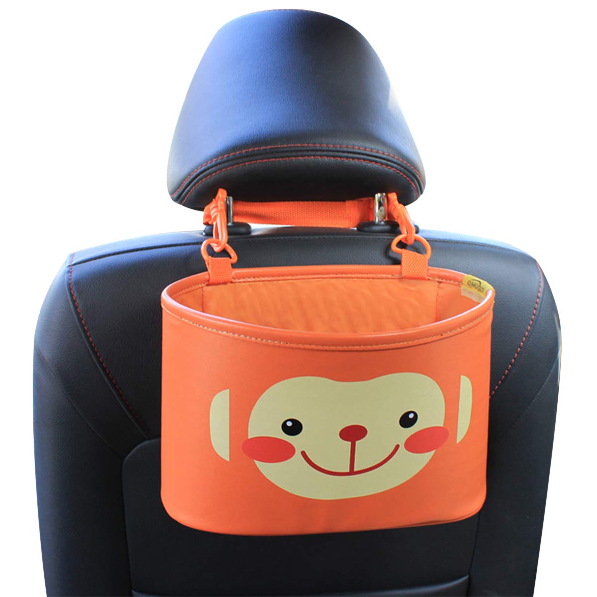 Ergocar Car Organiser Cute Cartoon Car Back Seat Pocket Car Seat Organiser Microfiber PU Leather Hanging Storage Box for Kids - Monkey