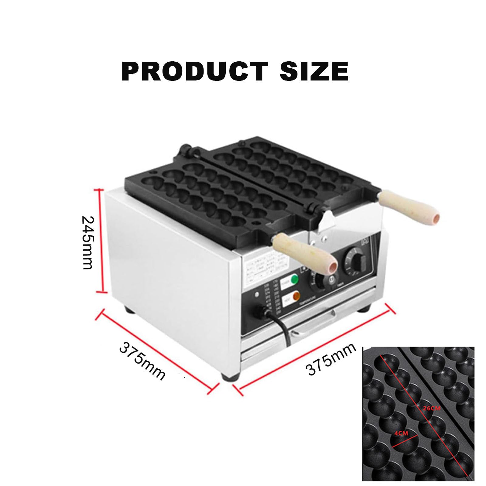 Gofrownica Ze Stali Nierdzewnej, Gofrownica Z Powłoką Nieprzywierającą, Z Rurą Grzejną W Kształcie Litery U O Mocy 1500 W Oraz Falistą Rurką Ochronną Ze Stali Nierdzewnej