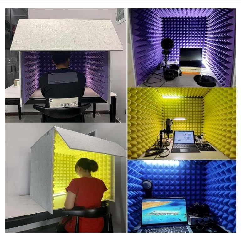 Portable Soundproof Booth for Home Studio, DIY Isolation Box for Music Recording, Podcasts, Singing & Voiceovers, Noise Reduction, 80x80x80CM, Vibrant Purple