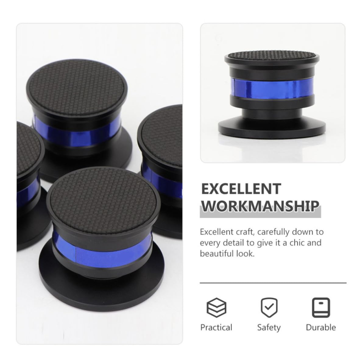Almohadilla de Aislamiento para Altavoces 4 Piezas Negro | Aleación de Aluminio, Goma y Bronce, Capacidad 100kg por Juego, para Amplificadores y Dvd