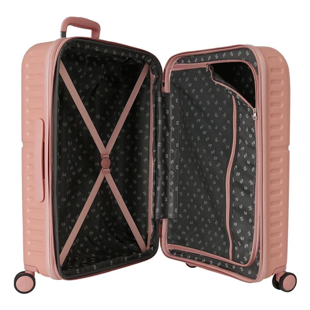 Pepe Jeans Carina Juego de maletas Rígida, Rosa, 4 Ruedas dobles