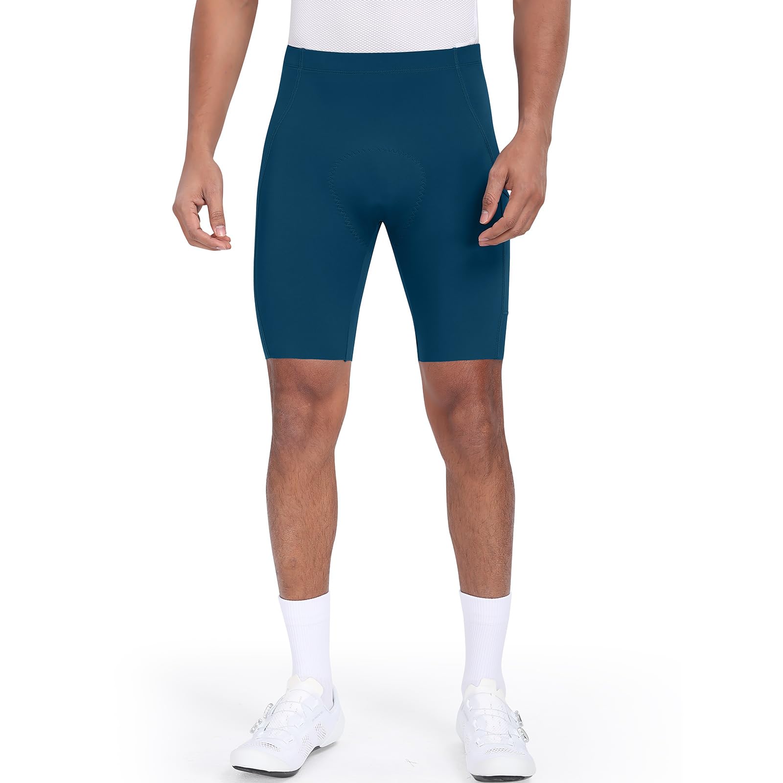 Santic Pantaloncini da bici da uomo 4D imbottiti UPF 50+ ciclismo su strada mountain bike pantaloncini da ciclismo con tasche