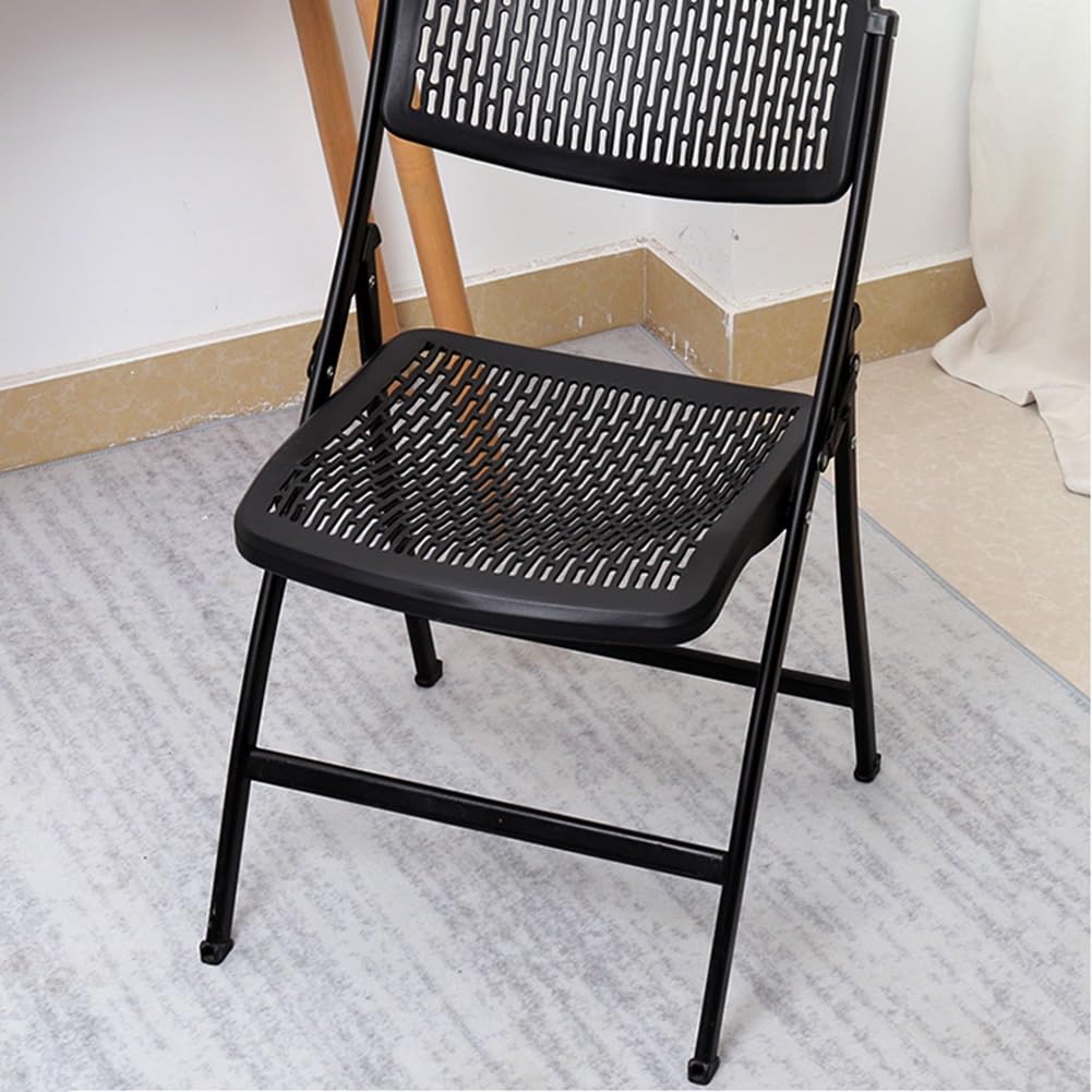 Folding Chair, Portable Commercial Chair with Steel Frame for Home Office Wedding Party Indoor Outdoor Events, 300lbs Capacity (Color : Black)