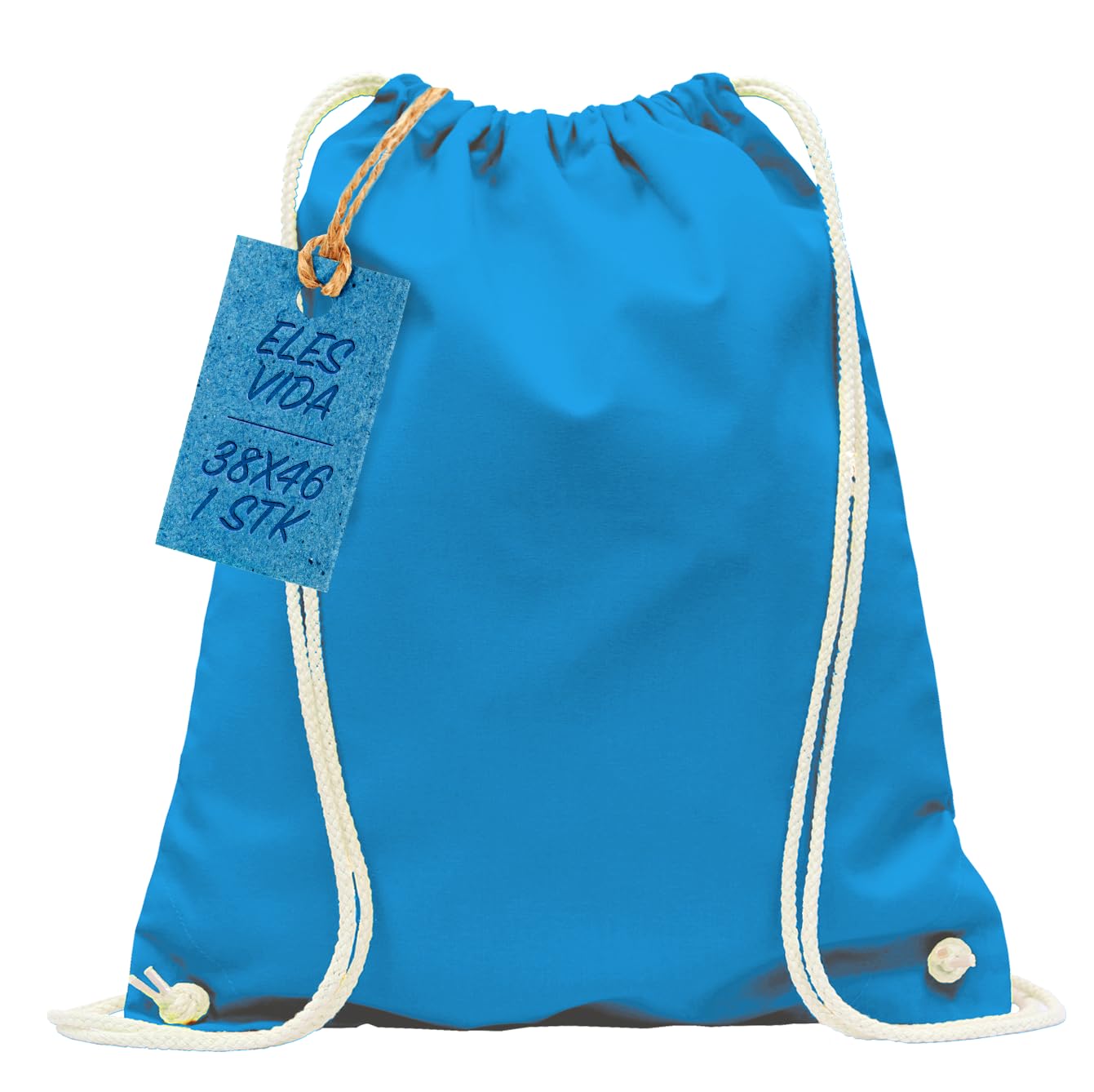 ELES VIDA Baumwoll Turnbeutel 1 Stück Sportbeutel - Rucksack Stofftasche Bag, Beutel, Baumwollbeutel, Jutebeutel Oeko-TEX® geprüft Stoffbeutel Damen & Herren, Kinder Gym Sack zum bemalen - Hellblau