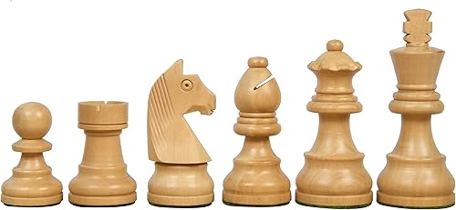 Miniatura 8 de Tournament Series Staunton Chess Pieces with German Knight in Ebonized Boxwood & Boxwood – Weighted 3" King | Handcrafted Luxury Chess Set for