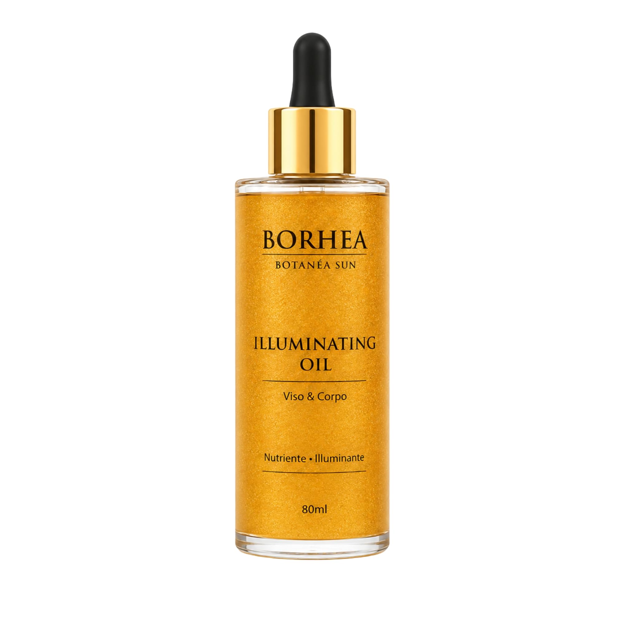 BotanÉa Sun – Aufhellendes Öl für Gesicht und Körper, 80 ml, Glitteriertes Körperöl mit goldenem Glow-Effekt – verstärkt die Bräunung mit Vitamin E und Karottenextrakt, trockener Shimmer, Duft