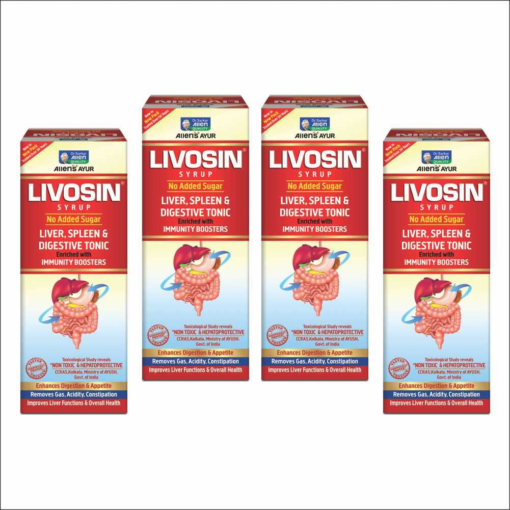Livosin Syrup (250 ml X 4 packs) - help enhance better performance of your liver, spleen and digestive system