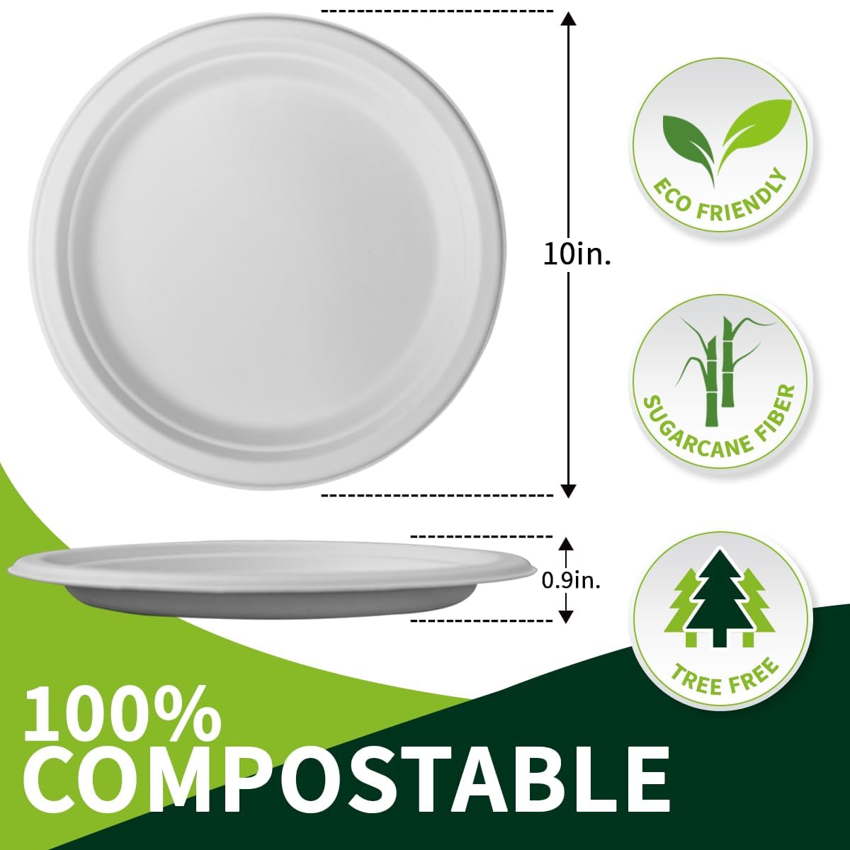 Compostable Paper Plates - 150 Pack -2 Compostable Paper Plates - 150 Pack -2