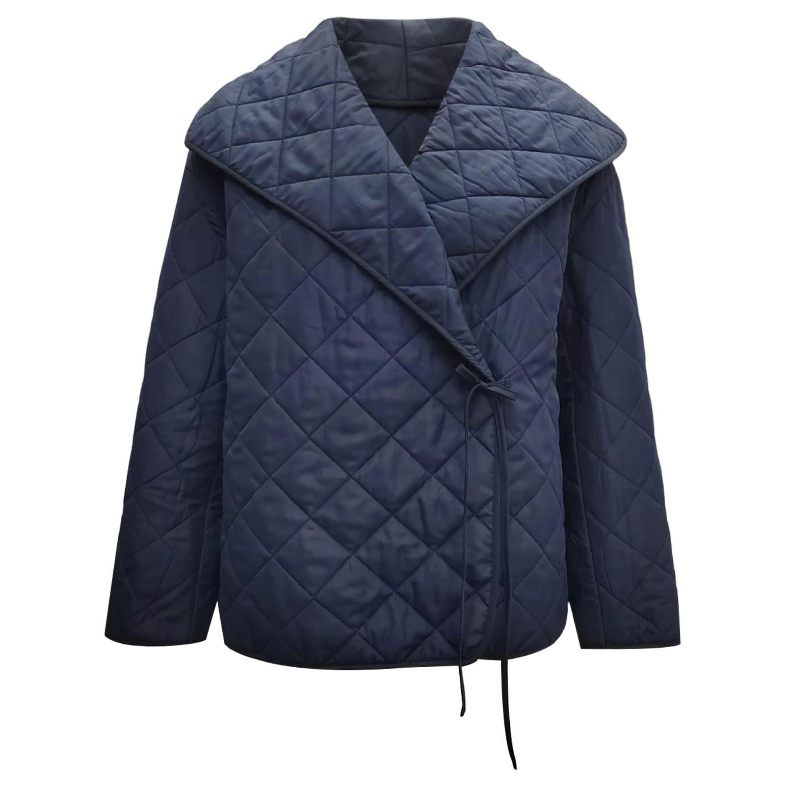Generisch 2026 Chaqueta acolchada de moda con cuello de solapa grande abrigo corto suelto de invierno para días fríos, versátil combinable en la oficina o look casual