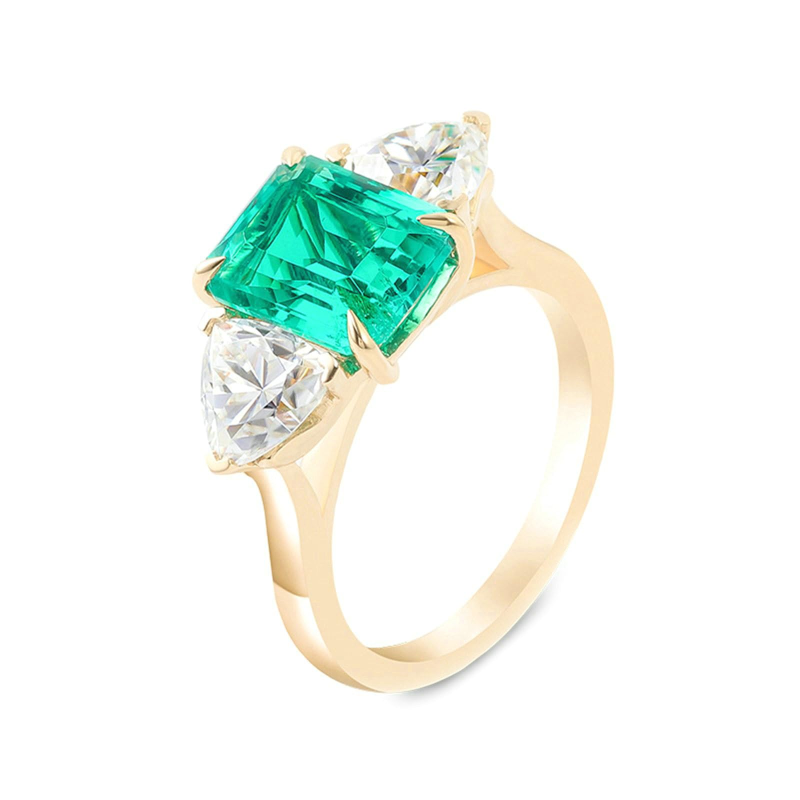 Anillo de compromiso de 18 quilates, 1/2/3 quilates, talla esmeralda, verde moissanita, anillo de compromiso, elegante anillo de compromiso para mujer