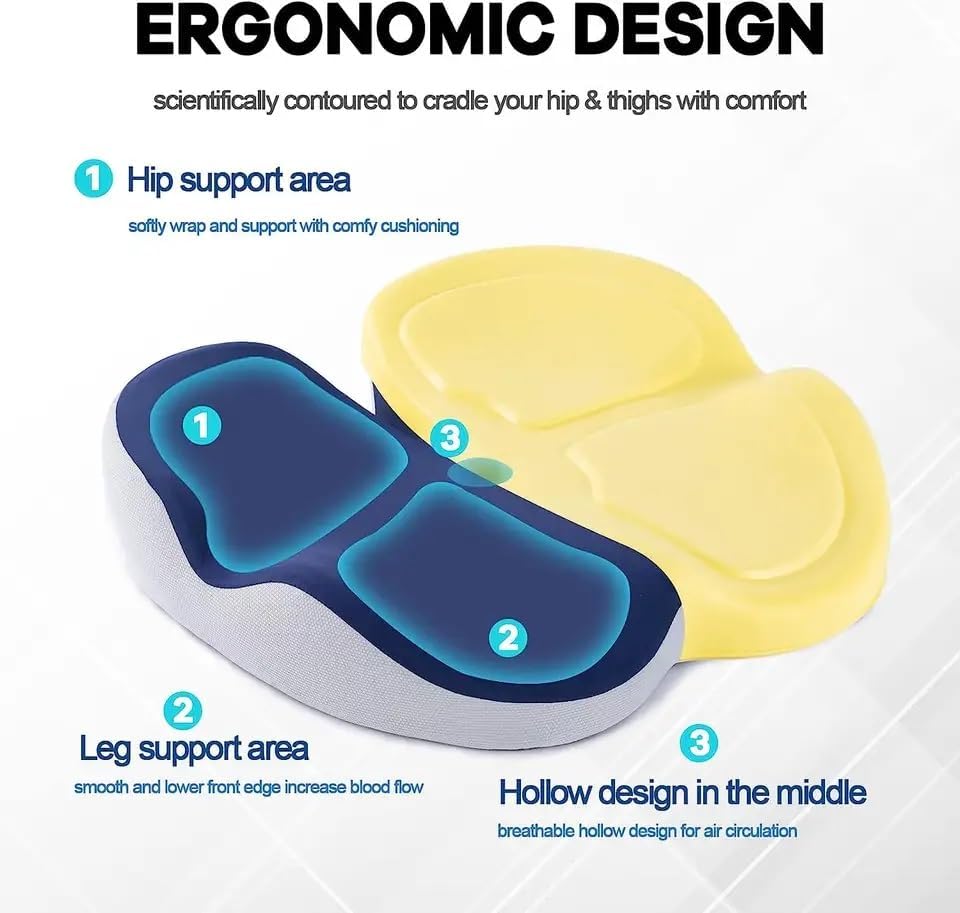Miniatura 4 de Almohada de dona para aliviar el dolor de coxis, cojín de asiento de espuma viscoelástica, cojines de silla para ancianos, cojines de coxis para