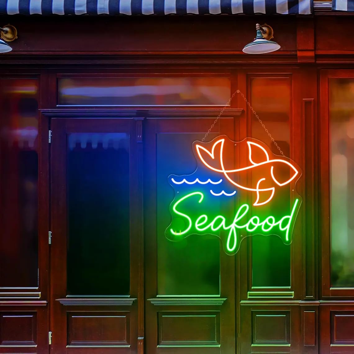 Seafood Open Neon Sign LED Light Seafood Restaurant Fresh Seafoods Signs Room Wall Decor