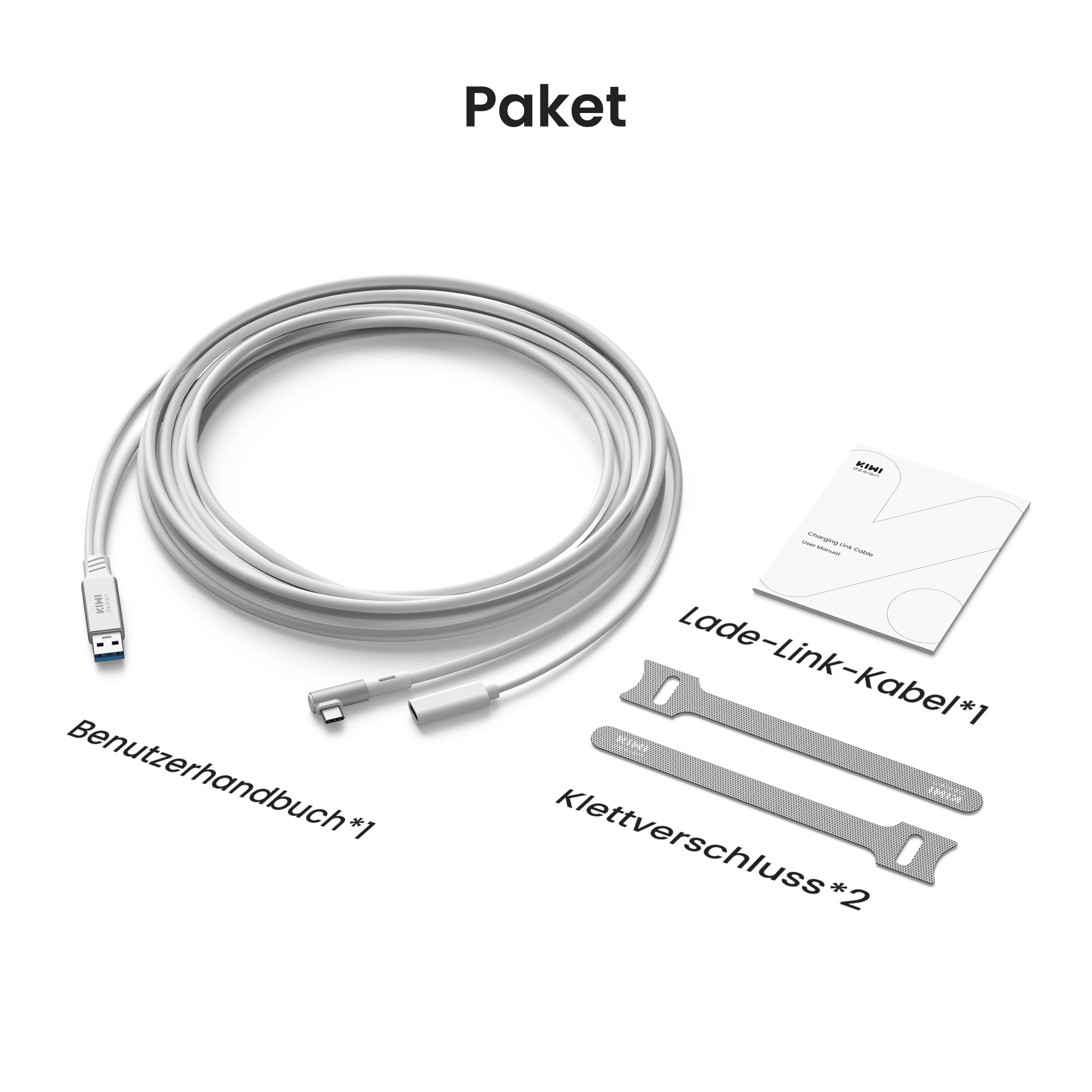 KIWI design Link-Kabel mit Ladefunktion 5M Kompatibel mit Meta Quest 3s Quest 3 Quest 2/Pro/Pico 4 und PC/SteamVR, USB 3.0 zu USB C mit 5 Gbps High-Speed für Erweitertes Gameplay