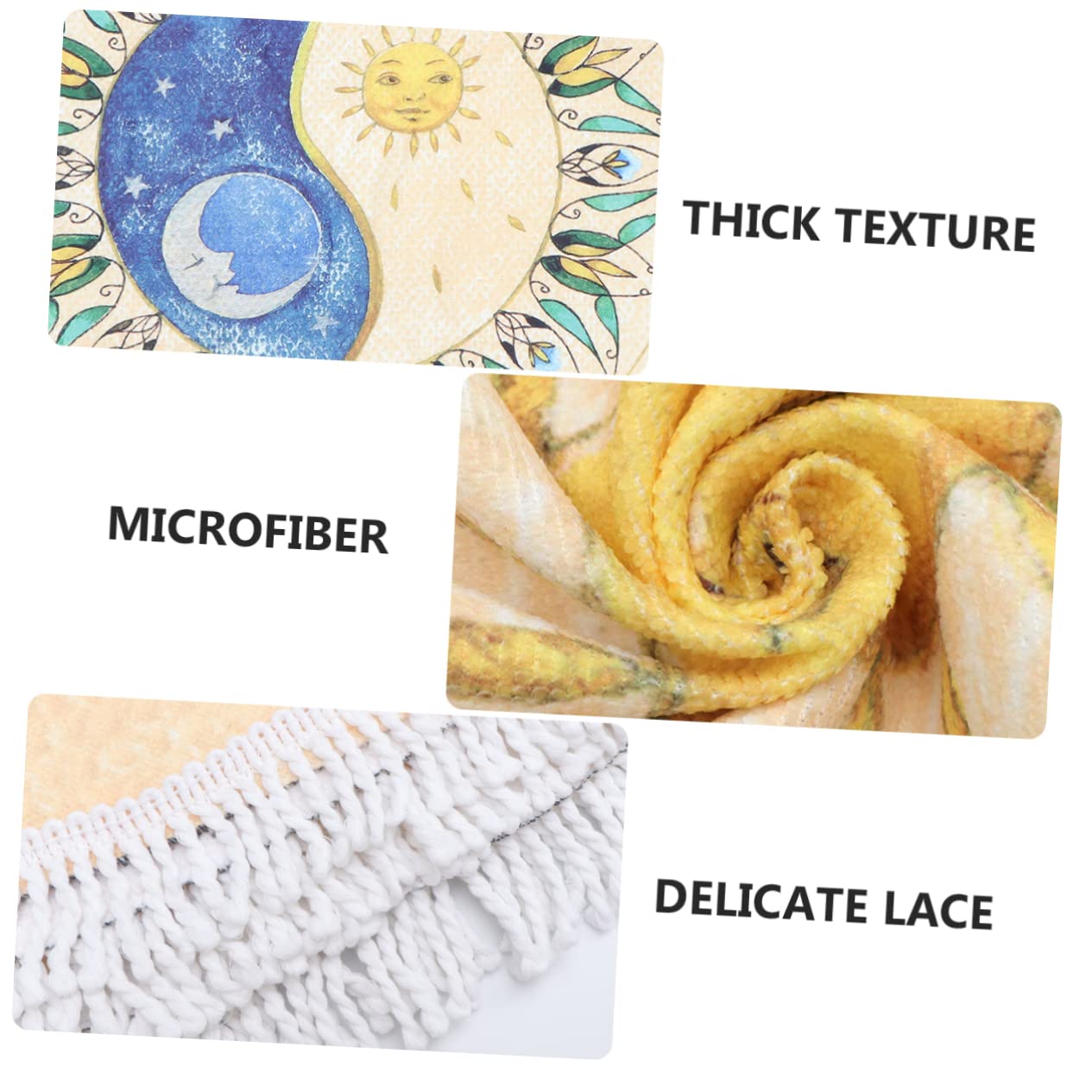 Serviettes de Plage Rondes Imprimées Motif Tai Ji, Fibres Fines, Jaune | Fouta Plage, Draps de Bain, Essuie de Plage, Serviettes de Toilette, Drap de Plage, Camping