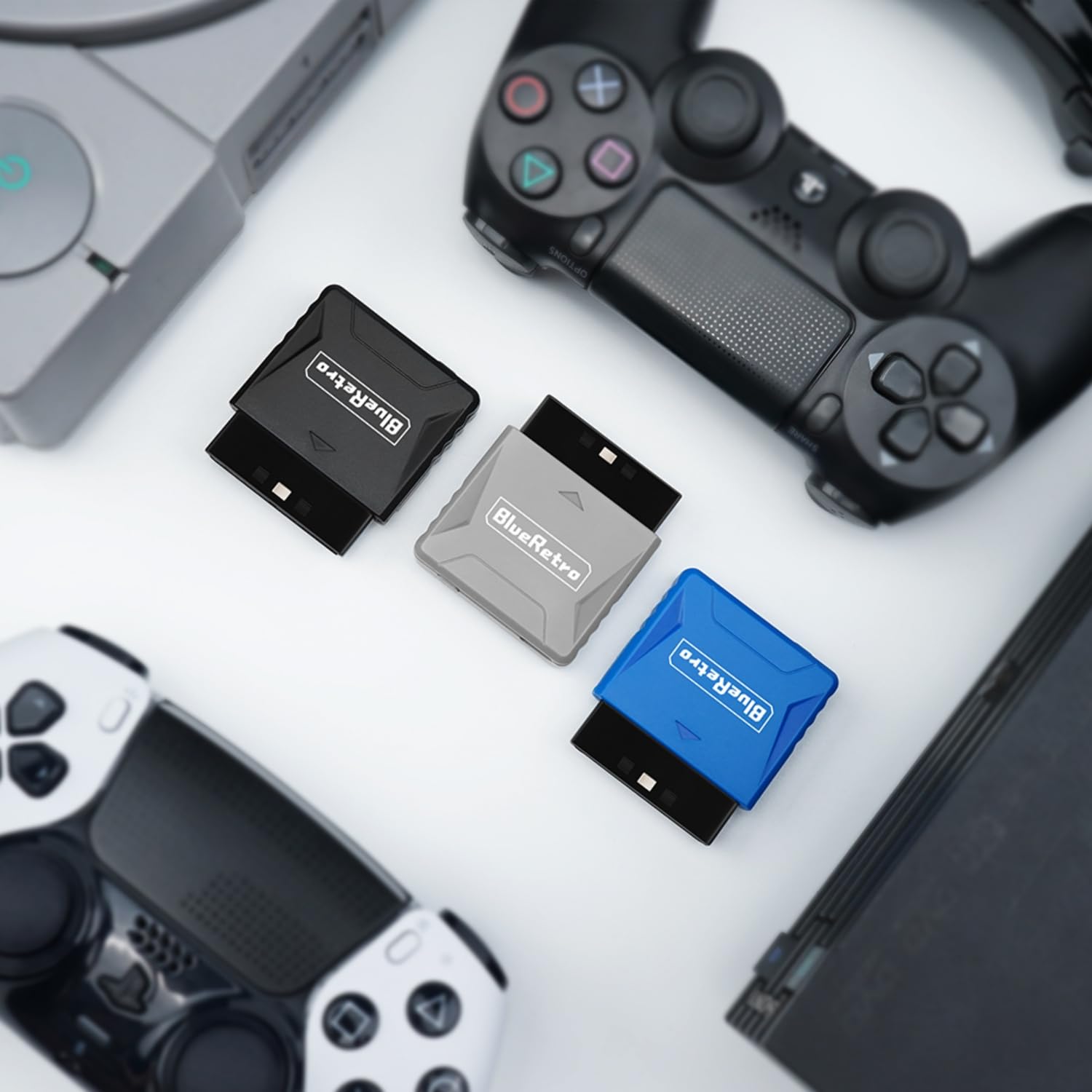BITFUNX RetroScaler PS2/PS1 mini bezprzewodowy adapter kontrolera - obsługuje konsolę do gier PS2/PS1, kompatybilny z PS3/PS4/PS5, Xbox One S, Series X/S, Switch Pro Bluetooth