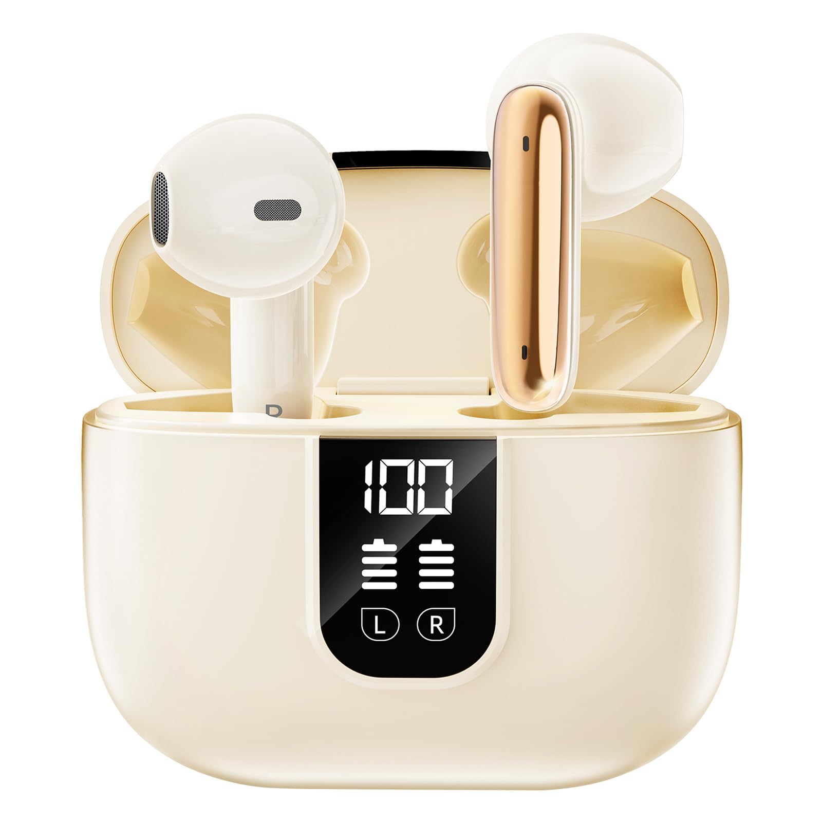 Bluetooth Kopfhörer, Kopfhörer Kabellos Bluetooth 5.4, In Ear Kopfhörer mit 6 Mic, ENC Noise Cancelling, Earbuds Tiefer Bass, Leicht/35 Std. /IP7 Wasserabweisend/LED-Anzeige, Ohrhörer für den Alltag