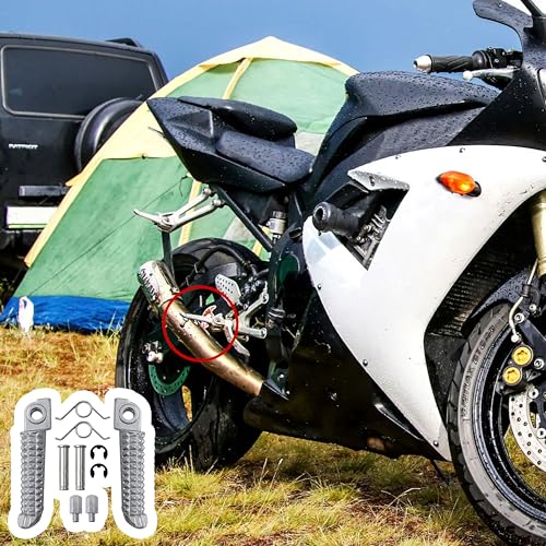 Image of 1 Pair Foot Pegs Compatible with Yamaha YZF R3 R25 MT25 MT03 MT-03 2014-2023, Motorcycle Footrest Pedal Bracket Peg Rest, Aluminum Driver Passenger Footpeg Set, Posapies Para Moto (Front)
