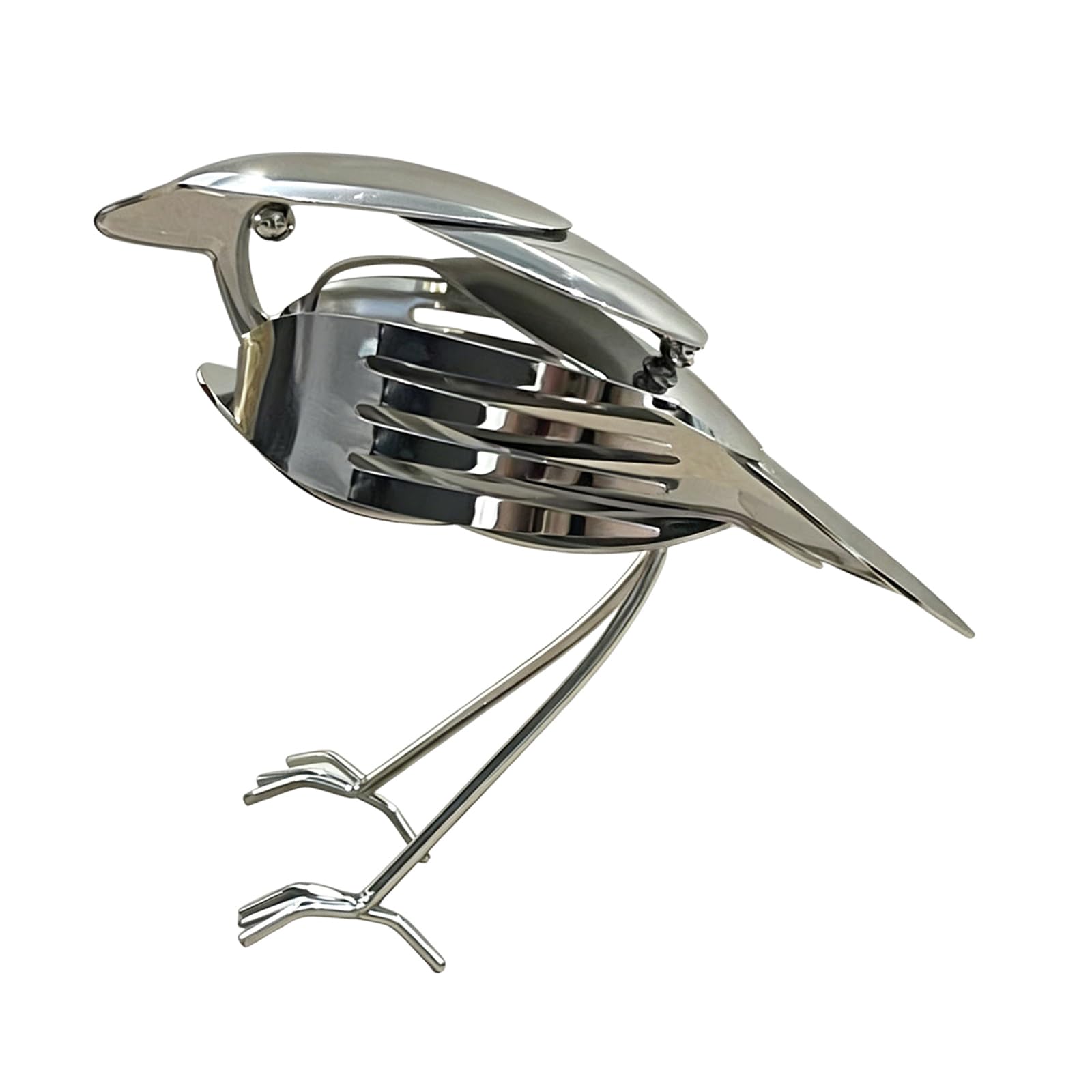 3pcs Robin Metal Art Sculpture Handcrafted Bird Statue Spoon Fork Mockingbird Sculpture Stainless St