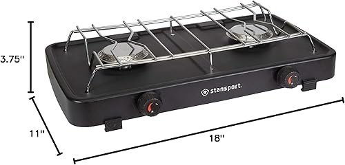 Miniatura 8 de Stansport - Estufa de campamento de propano regulado con 2 quemadores, multicolor (220)
