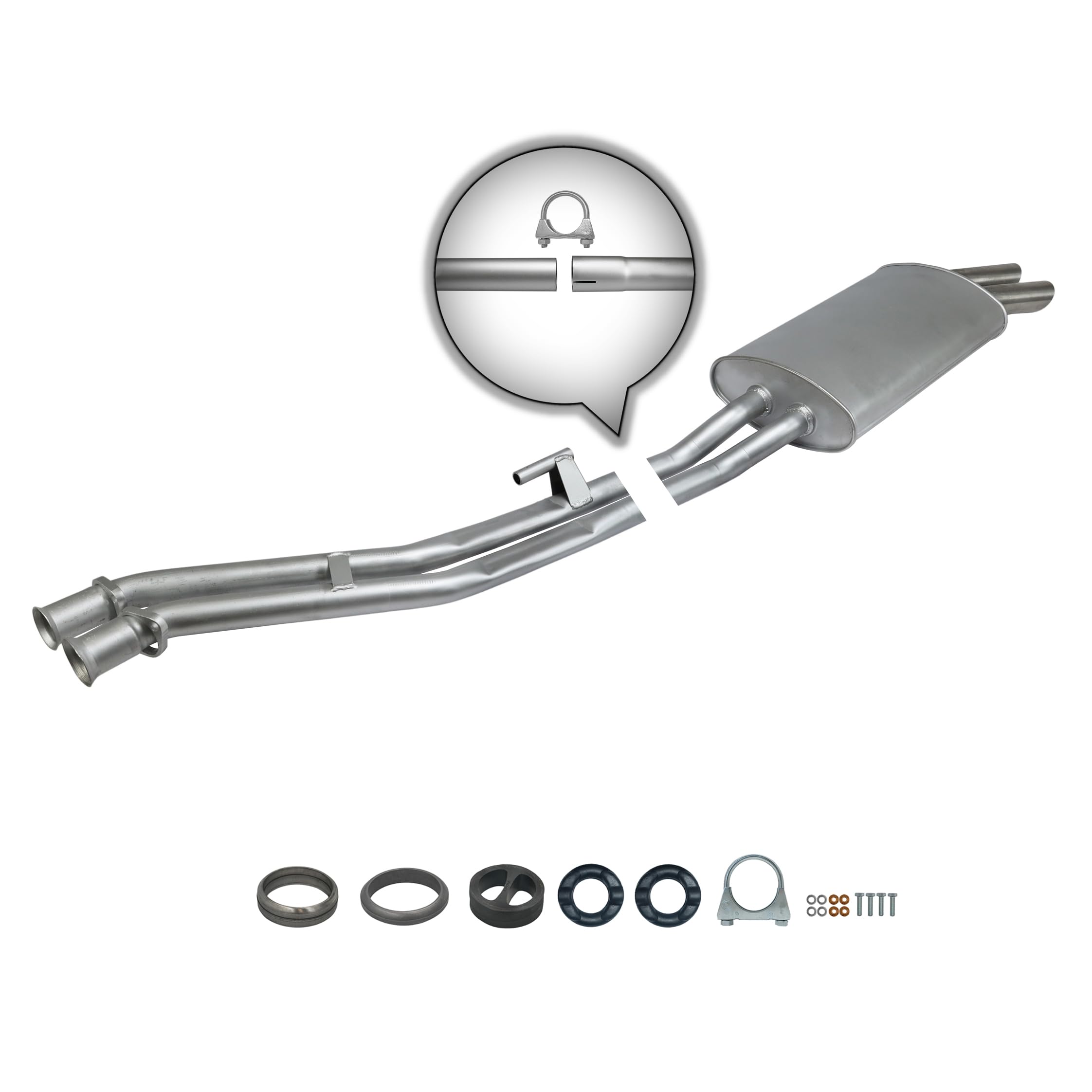 Ferroz Export Ersatz für Endschalldämpfer für BMW 320i 325i 325e 85-90 Stufenheck/CABRIO/TOURING Auspuff