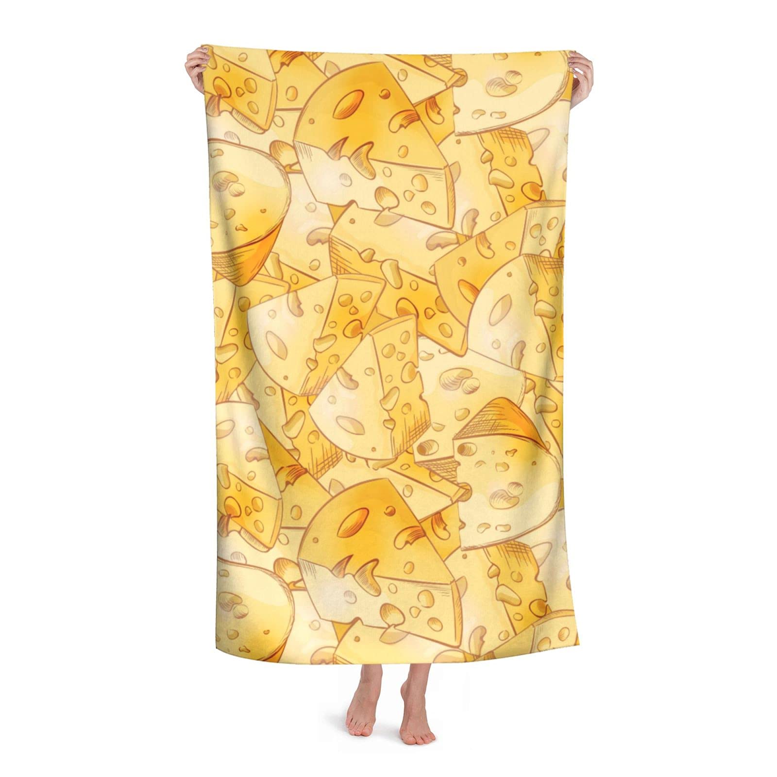 LSRCPD Delicious Cheese Cubes Beach Towel Highly Absorbent Microfiber Beach Blanket Soft Bath Towels 80 x 130 cm