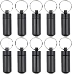 10 Pcs Portable Pill Case, Bantoye Waterproof Aluminum Pill Holders Storage Drug Container with Keychain for Outdoor Camping Traveling, Random Color