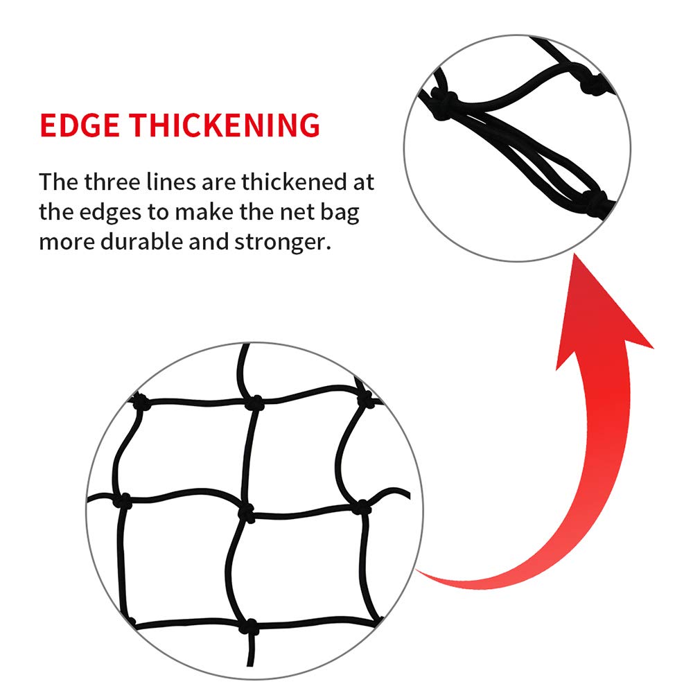 Gepäcknetz Bungee Cargo Net Strech Super Duty Mesh Hält verstellbare Haken Dachfrachtträger Schwarz 120 * 90 cm
