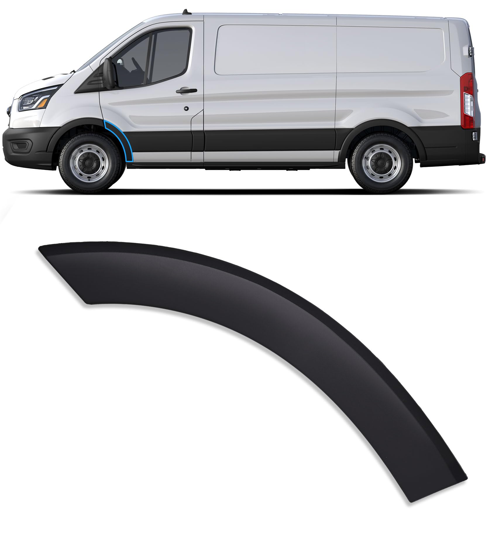 Front Left Door Fender Flare Molding Trim Wheel Arch Molding Compatible with 2015-2023 Ford Transit 150 250 350 350HD Rear Part