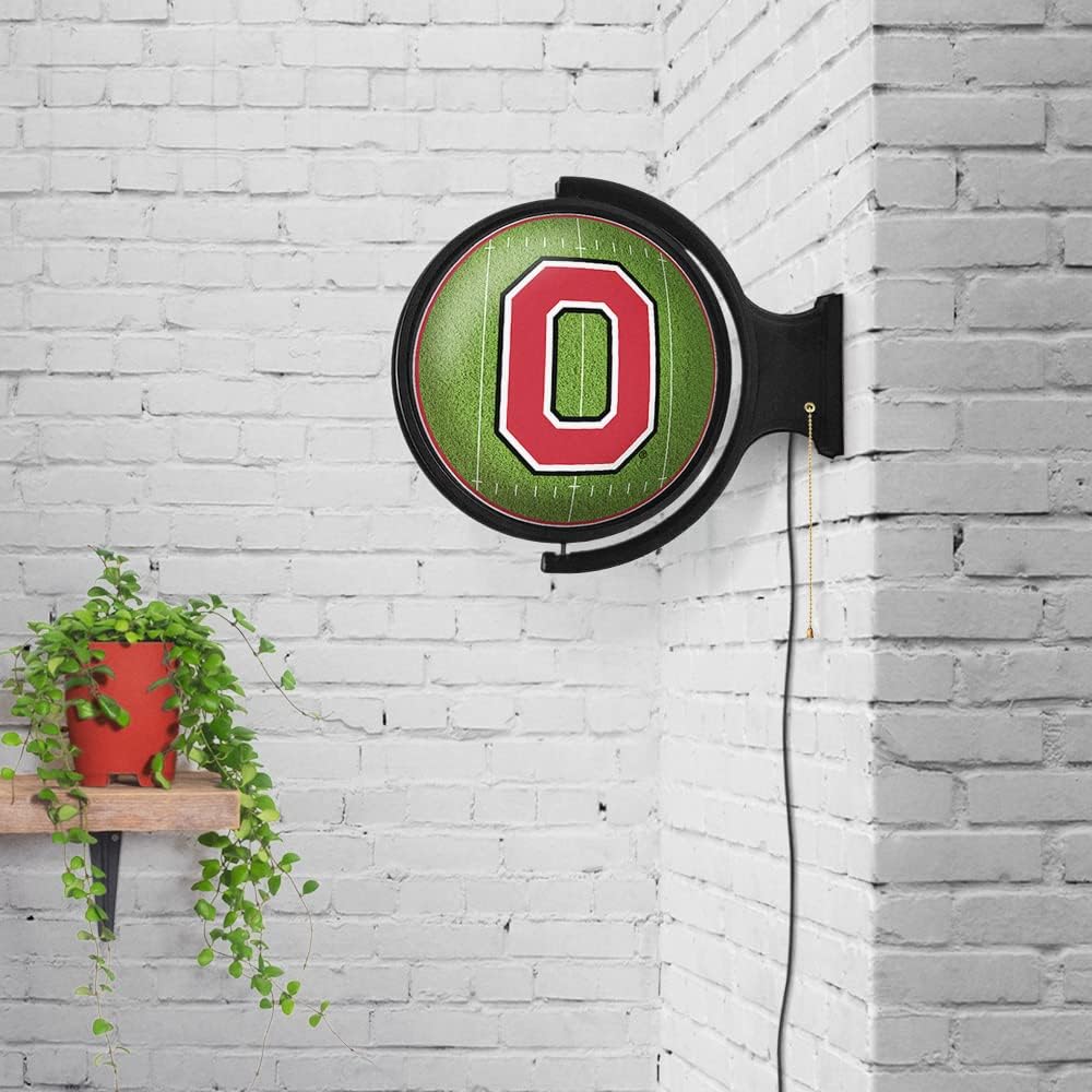 The Fan-Brand NCAA : On the 50 - Round Rotating Lighted Wall Sign - Football, Basketball & Baseball College Sports Décor - Office, Game Room, Fan Cave & Garage - USA Made