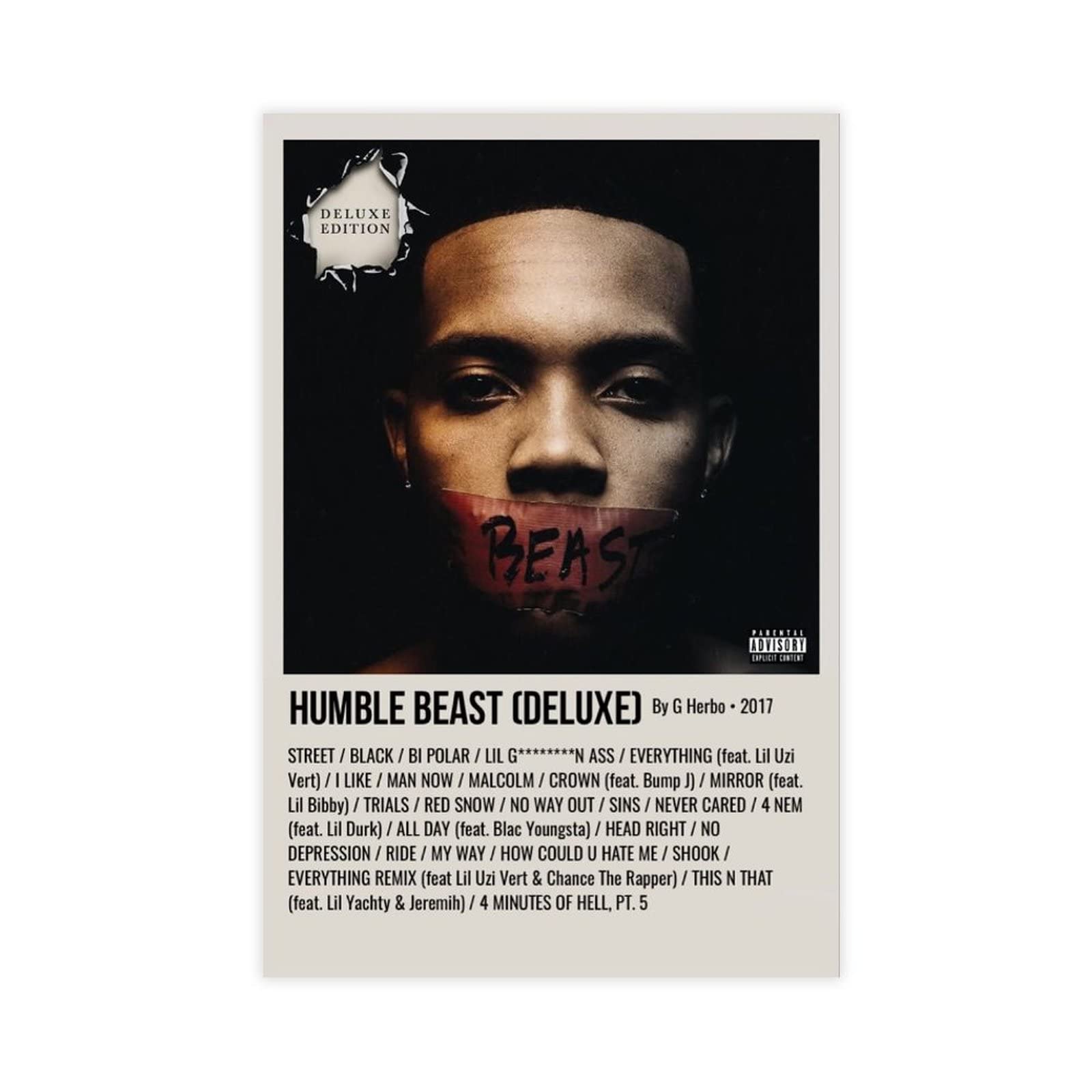 IMISYROIN Humble Beast G Herbo Polaroid Poster Canvas Album Poster Wall Art Decor Print Paintings for Living Room Bedroom Home Decoration Unframe-style 12x18inch(30x45cm)