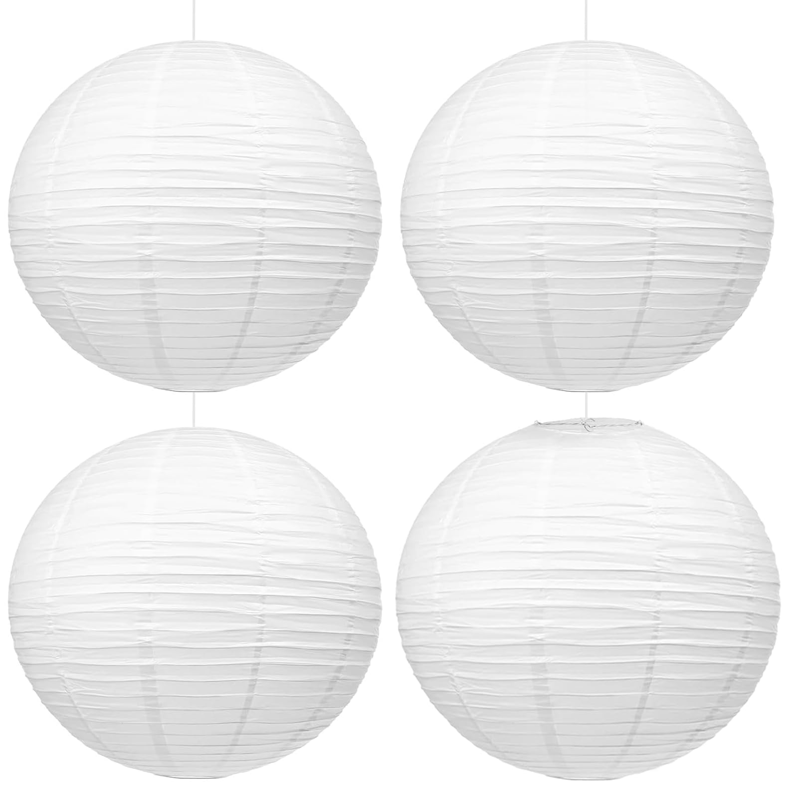 BieMian 4 STK 30cm Lampenschirm Papier Lampenschirm Rund Weiß Papier Laternen, Papierlampenschirm für Garten Hochzeit Geburtstage Party Dekoration