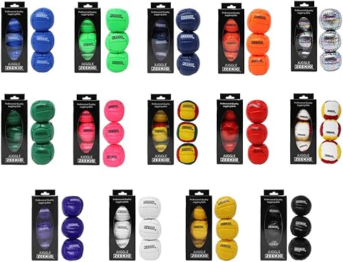 Vista 5 de Zeekio Galaxy Malabares - Pelotas de cuero genuino de 12 paneles de primera calidad, 4.59 oz, 2.638 in, paquete de 3 (rojo)